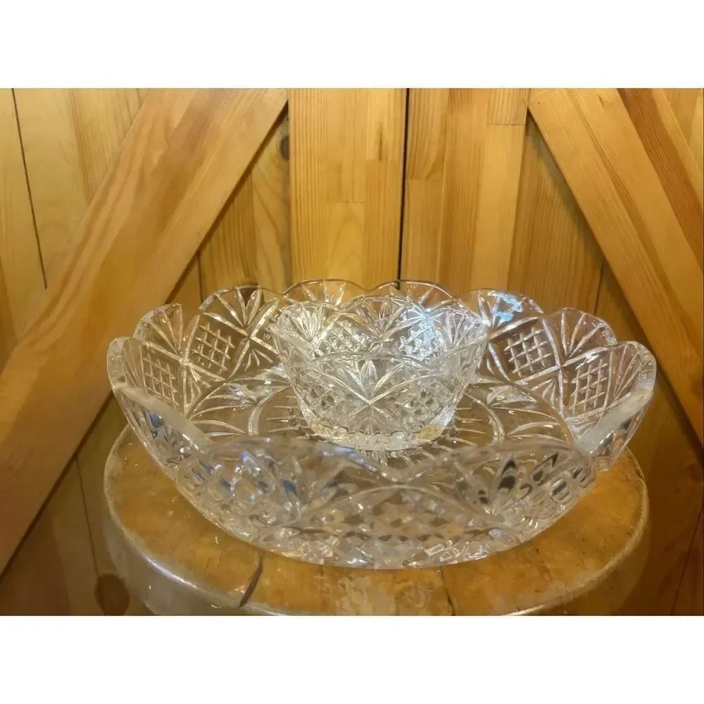 Godinger Crystal Dublin Large Shannon Chip-n-Dip bowl (5768)